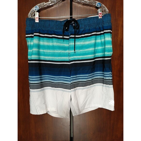 ZeroXposur Men Aqua Coast Stripe Inner Line Uv Swim‎ shorts Size L - Picture 1 of 7